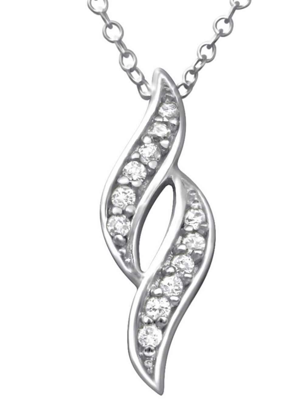 Rhodium Twisted Crystal Necklace
